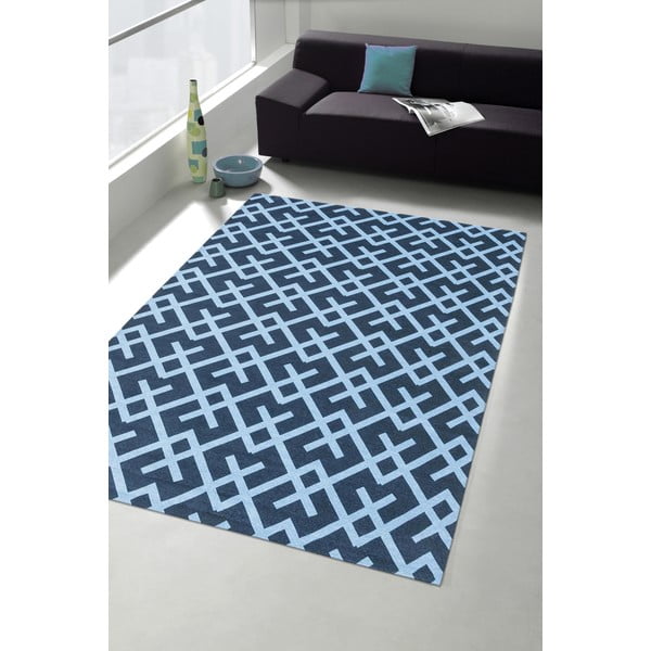 Ļoti izturīgs virtuves paklājs Webtappeti Labyrinth Blue, 80 x 130 cm