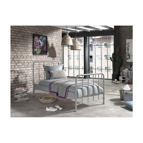 Pelēka bērnu gulta 90x200 cm Bronxx – Vipack-image-1