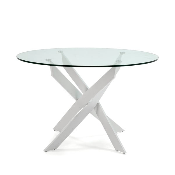 Apaļš ēdamgalds ar stikla galda virsmu 120x120 cm Ruth – Marckeric-image-2