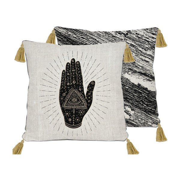 Melns/bēšs spilvens Madre Selva Hand, 45 x 45 cm-image-1