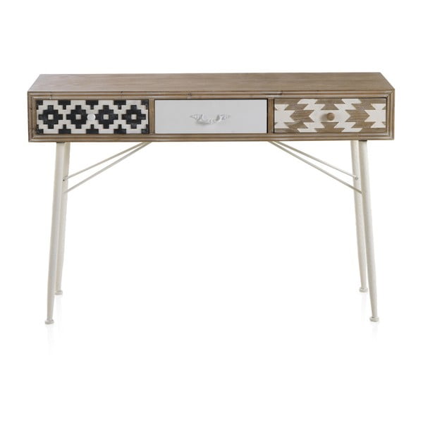 Konsoles galds ar melnbaltām detaļām un trīs atvilktnēm Geese Rustico Geometric-image-3