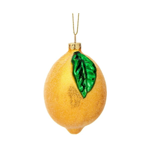 Stikla ar rokām izgatavots Ziemassvētku eglītes rotājums ø 6 cm Shimmering Lemon – Sass & Belle