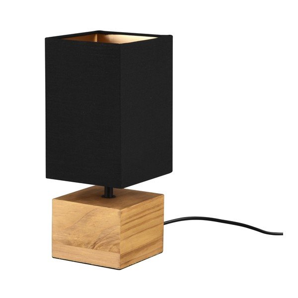 Melna/dabīga toņa galda lampa ar auduma abažūru (augstums 30 cm) Woody – Reality