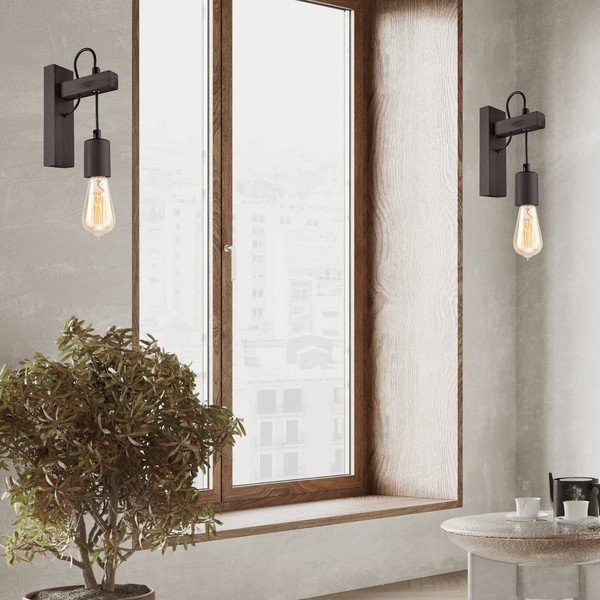 Melna sienas lampa Leon – LAMKUR-image-3