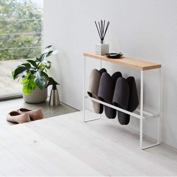 Balts/dabīga toņa metāla čību statīvs Tower – YAMAZAKI-image-1