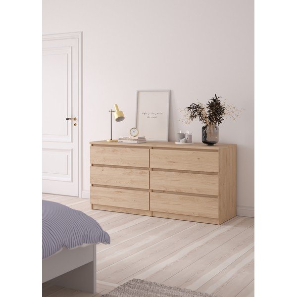 Dabīga toņa kumode ar ozolkoka imitāciju 154x76x50 cm Naia – Tvilum-image-1