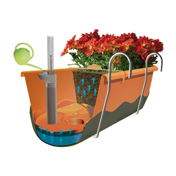 Zaļš pašapūdeņojošs puķu pods Plastia Mareta, garums 60 cm-image-3