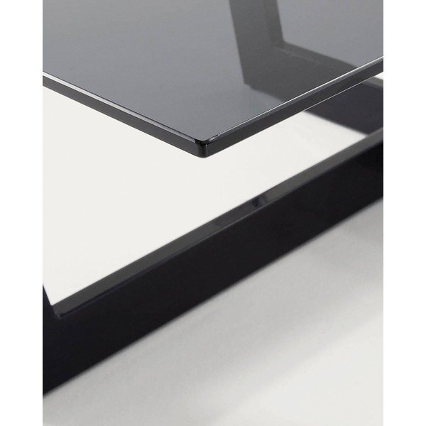 Melns žurnālgaldiņš ar stikla galda virsmu 70x120 cm Plam – Kave Home-image-4