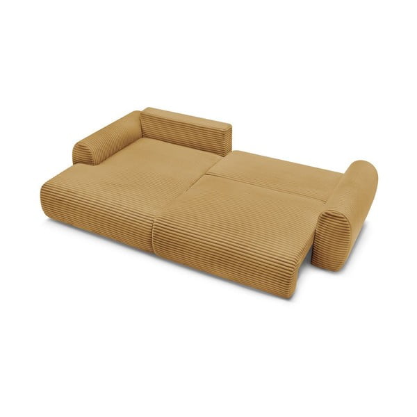 Sinepju dzeltens velveta salokāms stūra dīvāns (ar kreiso stūri) Lucien – Bobochic Paris-image-4