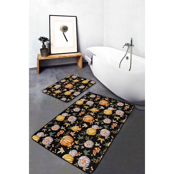 Melni/oranži vannas istabas paklājiņi (2 gab.) 60x100 cm – Mila Home-image-3