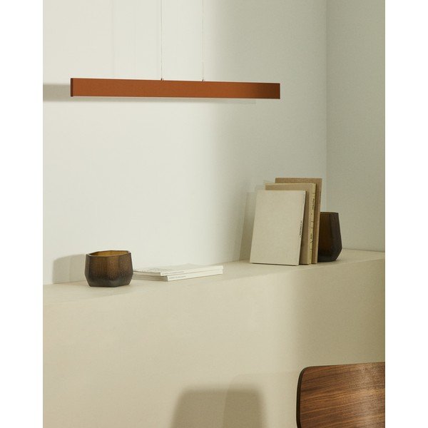 Terakotas oranža LED piekaramā lampa ar metāla abažūru Boadella – Kave Home-image-1