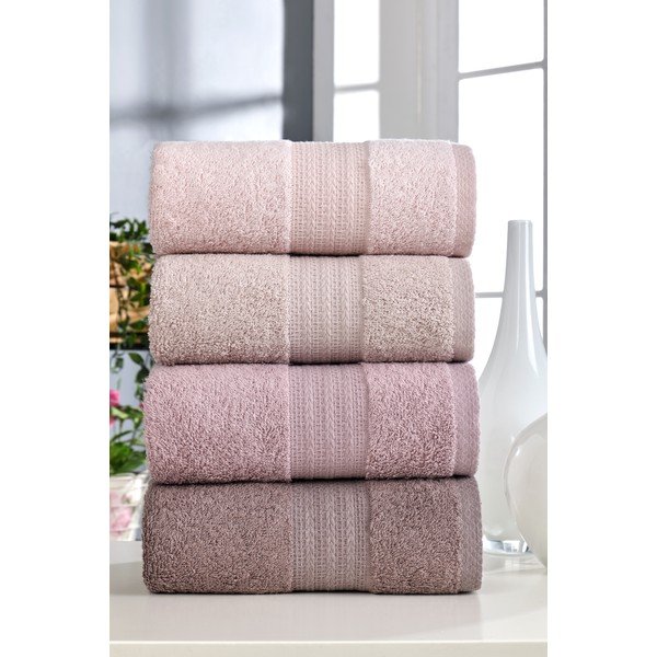 Rozā kokvilnas dvieļi (4 gab.) 50x90 cm – Mila Home