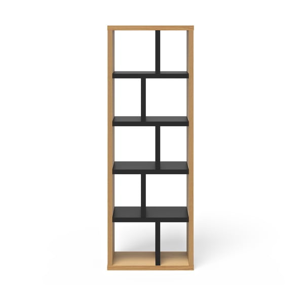 Melns/dabīga toņa grāmatplaukts ar ozolkoka imitāciju 70x198 cm Berlin – TemaHome-image-2