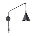 Melna sienas lampa ar vadu Zylo – Sollux