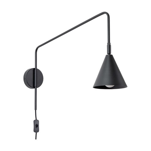 Melna sienas lampa ar vadu Zylo – Sollux