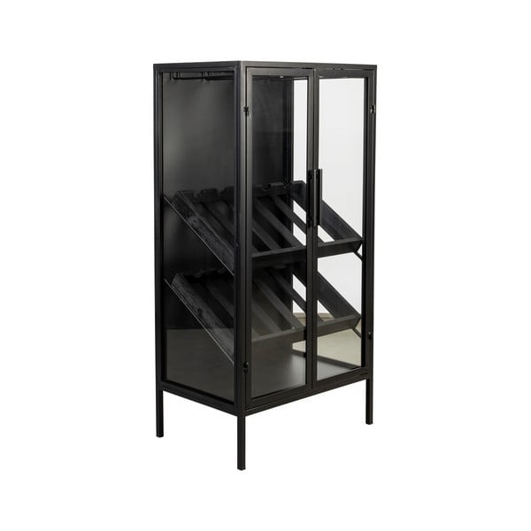 Melns vīna statīvs no egles koka 10 pudelēm, 52x103 cm Rob – White Label-image-2