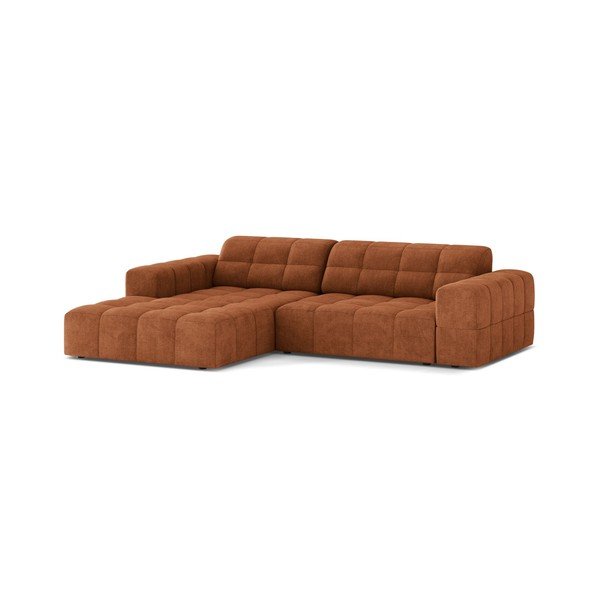Terakotas oranžs stūra dīvāns no šenila auduma (ar kreiso stūri/ar zvilni) Chicago – Cosmopolitan Design-image-1