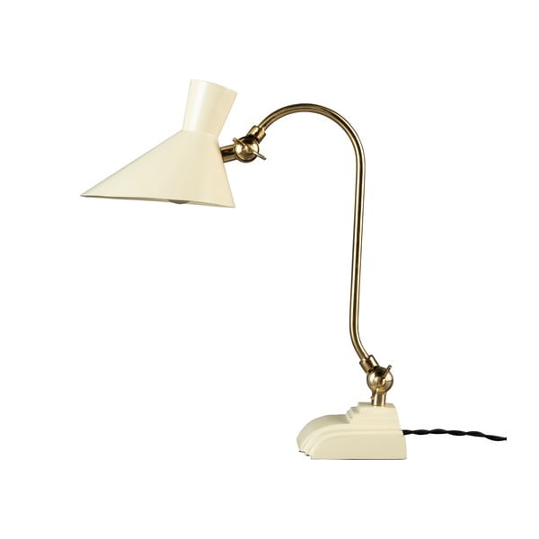 Krēmkrāsas/zelta krāsas galda lampa ar metāla abažūru (augstums 45 cm) Gaia – Dutchbone
