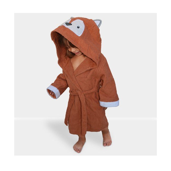 Oranžs kokvilnas halāts bērniem S izmērs Fox – Rocket Baby-image-3