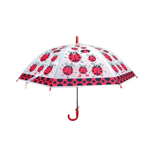 Bērnu caurspīdīgs lietussargs ar sarkanām detaļām Birdcage Ladybird, ⌀ 82 cm-image-1