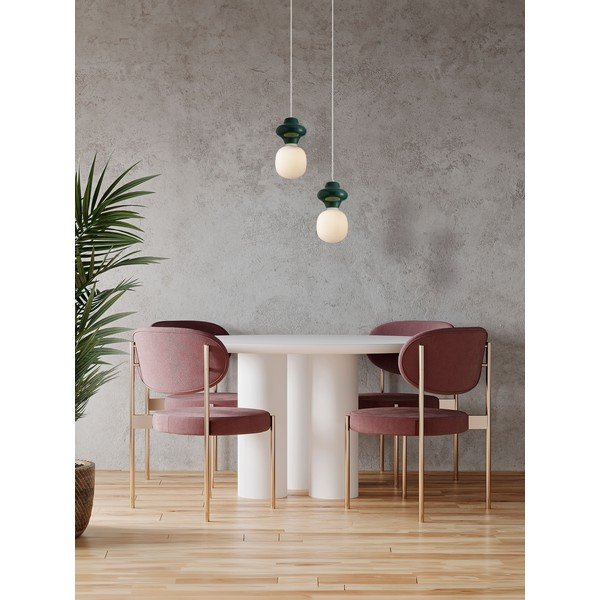 Balta/zaļganzila keramikas piekaramā lampa ar stikla abažūru ø 18 cm Clio – Nova Luce-image-4