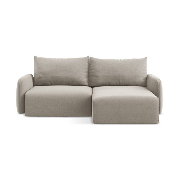 Pelēkbrūns samta salokāms stūra dīvāns ar uzglabāšanas vietu (ar labo stūri/ar zvilni) Kalena – Makamii