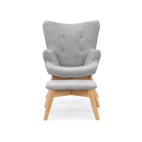 Pelēks velveta atpūtas krēsls ar kāju balstu Niko – Ropez-image-3