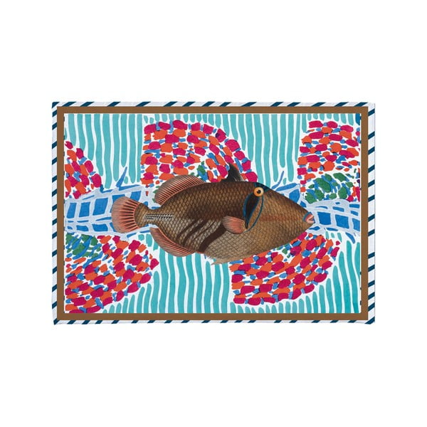 Tirkīzzils vannas istabas paklājiņš 40x60 cm Tufted Fish – Really Nice Things