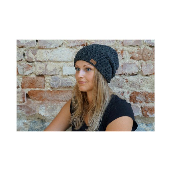 Tumši pelēka ar rokām tamborēta cepure DOKE Night-image-3