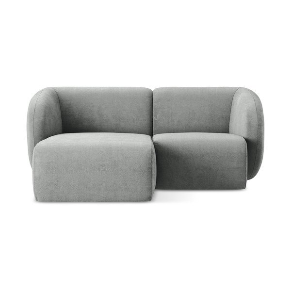 Pelēks stūra dīvāns no šenila auduma (ar kreiso stūri/ar zvilni) Lani – Makamii