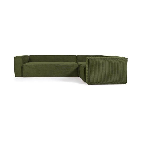Zaļš velveta stūra dīvāns Blok – Kave Home-image-2