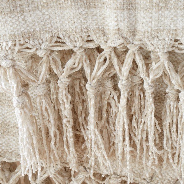 Bēšs samta pleds 130x170 cm Stripe Chenille – Catherine Lansfield-image-1