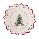 Sarkans/krēmkrāsas servēšanas keramikas šķīvis ar Ziemassvētku motīvu ø 20 cm Naive – Bloomingville