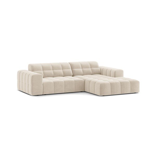 Krēmkrāsas samta stūra dīvāns (ar labo stūri/ar zvilni) Chicago – Cosmopolitan Design-image-1