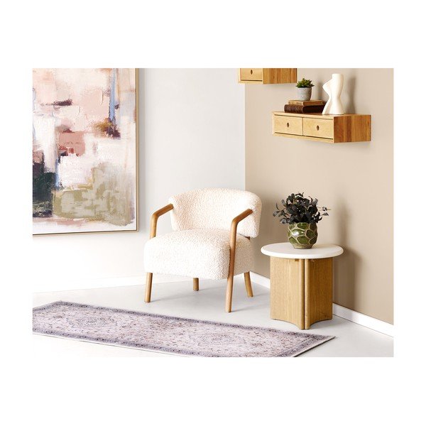Krēmkrāsas atpūtas krēsls no buklē auduma Dakar – House Nordic-image-1