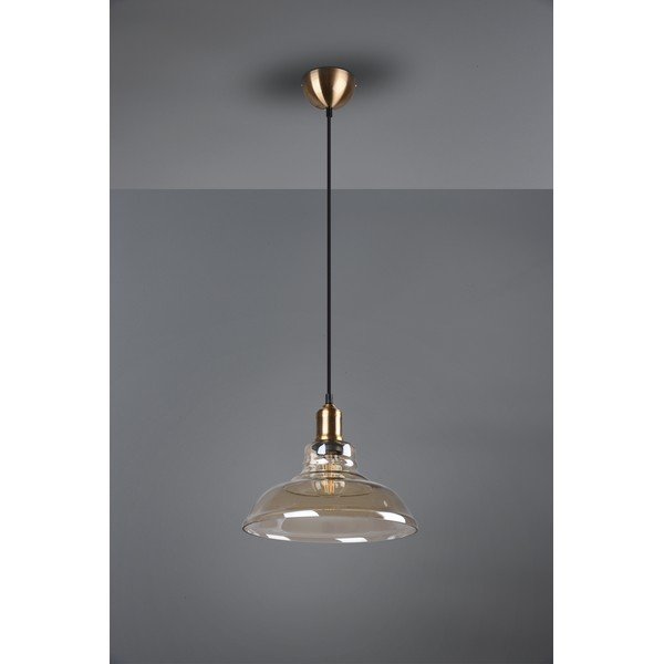 Misiņa krāsas metāla piekaramā lampa ar stikla abažūru ø 28 cm Aldo – Reality-image-3