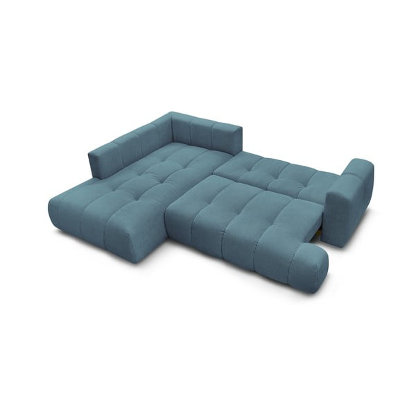 Zils salokāms/ar uzglabāšanas vietu stūra dīvāns (ar kreiso stūri/L veida) Fuji – Bobochic Paris-image-4