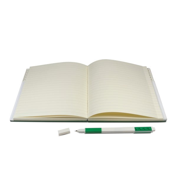 Zaļš kvadrātveida blociņš ar gēla pildspalvu LEGO®, 15,9 x 15,9 cm-image-1