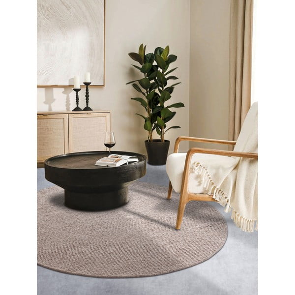 Gaiši brūns ar rokām darināts vilnas apaļš paklājs ø 200 cm Francois – Villeroy&Boch-image-1