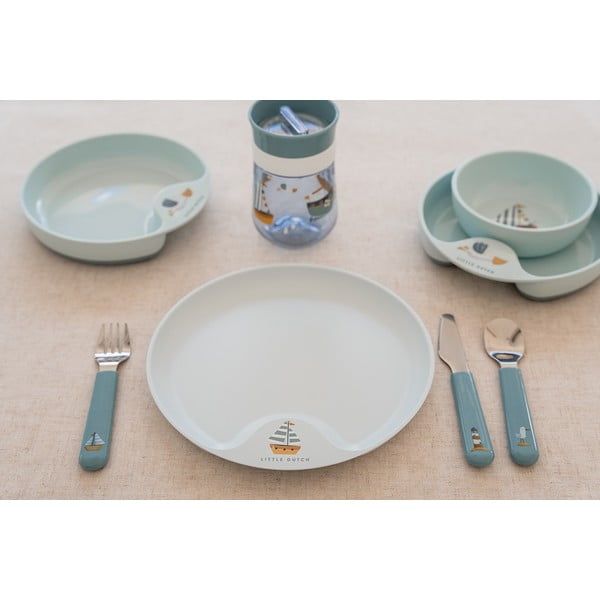 Gaiši zaļš/sudraba krāsas nerūsējošā tērauda bērnu galda piederumi (3 gab.) Little farm – Mepal-image-4