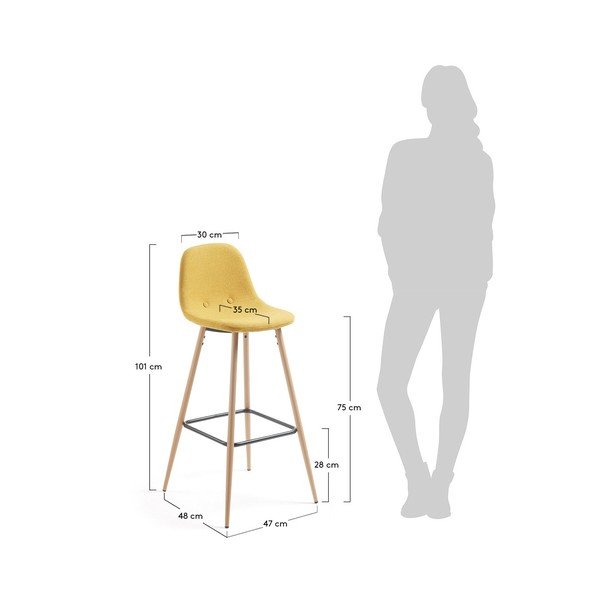 2 dzelteno bāra krēslu komplekts La Forma Nilson-image-3