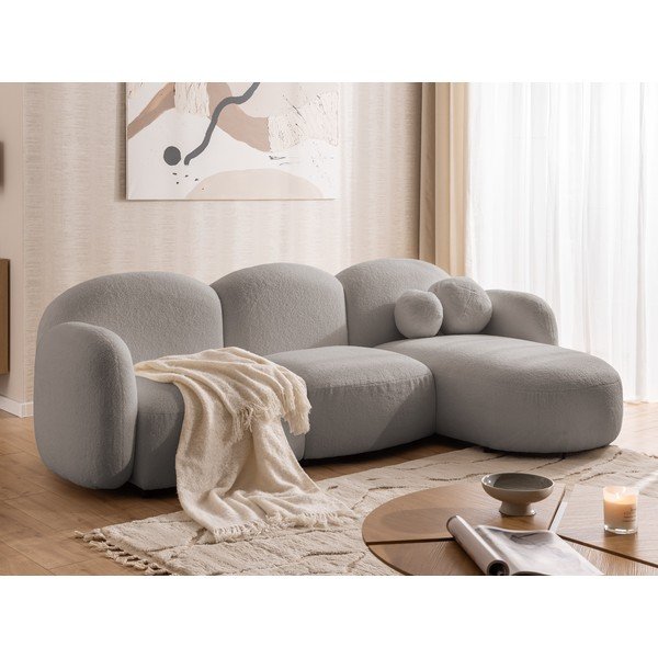 Pelēks stūra dīvāns no buklē auduma (ar labo stūri/ar zvilni) Orbit – Ropez-image-4