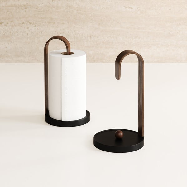 Melns koka papīra dvieļu statīvs ø 17 cm Bellwood – Umbra-image-1