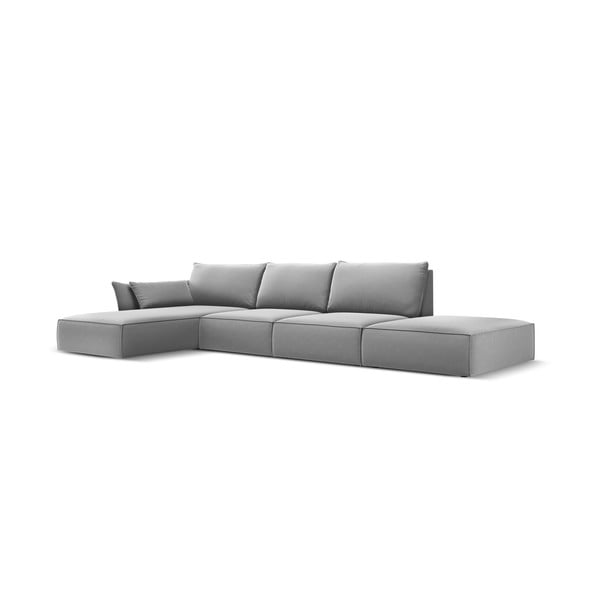 Gaiši pelēks samta stūra dīvāns (ar kreiso stūri/ar zvilni) Vanda – Mazzini Sofas-image-2