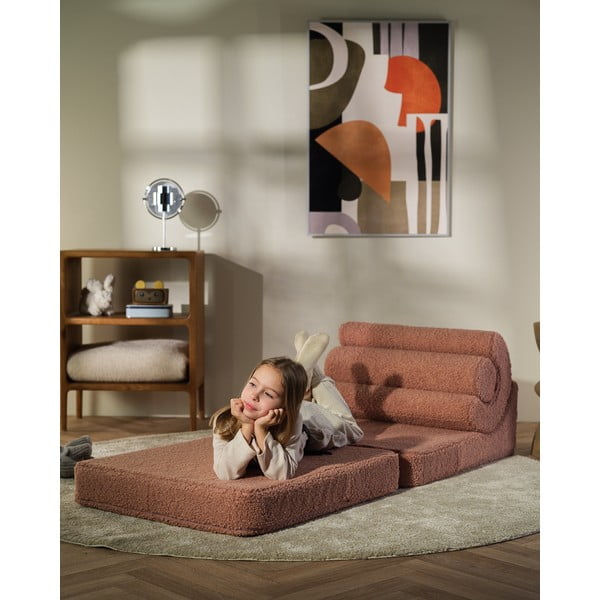 Rozā bērnu atpūtas krēsls no buklē auduma Flipster – Wigiwama-image-4