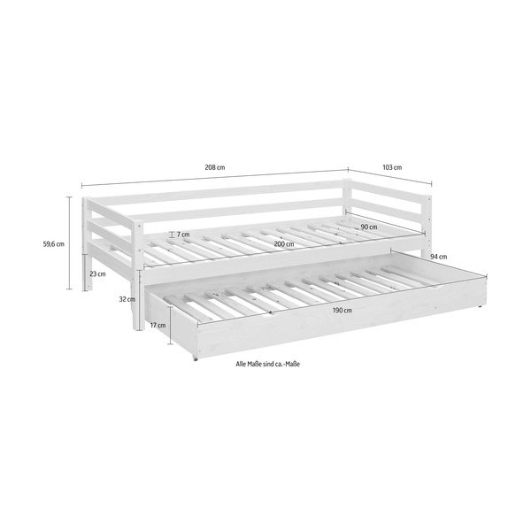 Dabīga toņa priedes masīvkoka izvelkama bērnu gulta 90x200 cm Alpi – Støraa-image-3