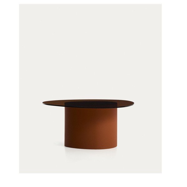 Brūns žurnālgaldiņš ar stikla galda virsmu 74x81,5 cm Olir – Kave Home-image-3