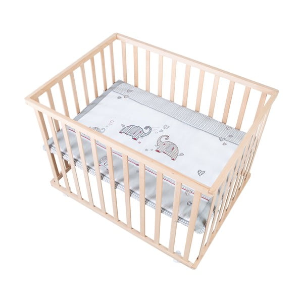 Dabīga toņa bērnu sētiņa ar riteņiem 100x75 cm Jumbo Twins – Roba