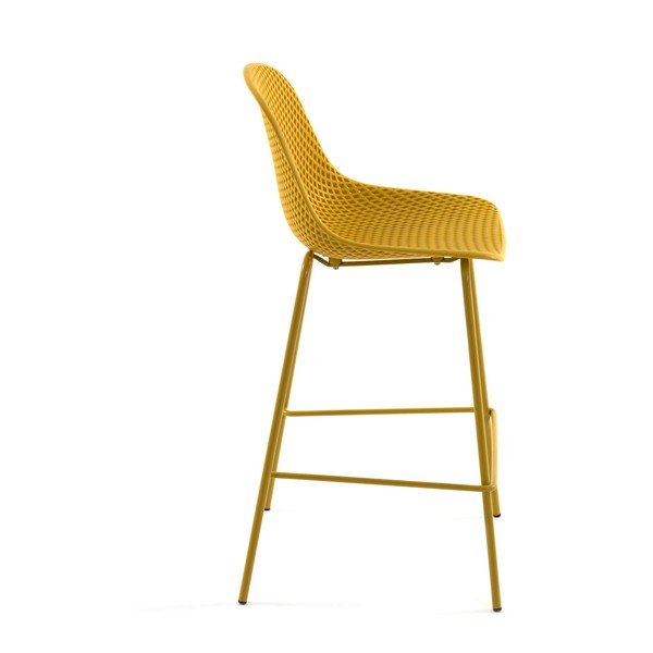 Okera dzeltens metāla/plastmasas dārza bāra krēsls Quinby – Kave Home-image-3