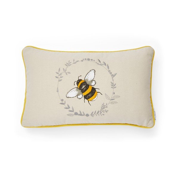 Dzeltens kokvilnas dekoratīvais spilvens Cooksmart ® Bumble Bees, 30 x 50 cm